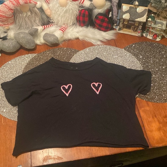 Victoria’s Secret PINK Christmas candy cane crop top size xs extra small - Picture 1 of 3